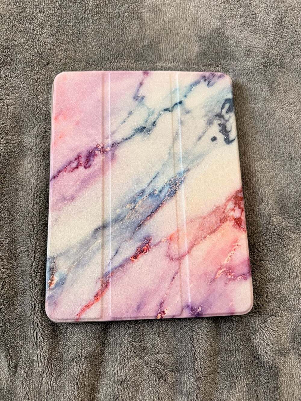 Tablet Case Tri-Fold Stand Protective Cover Pink Blue Marble Pattern